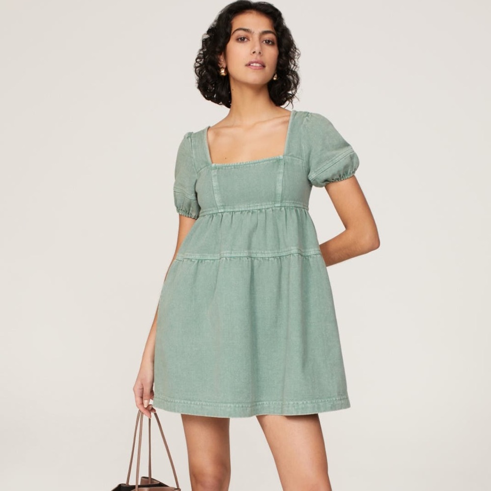 Louna Green Denim Mini Dress